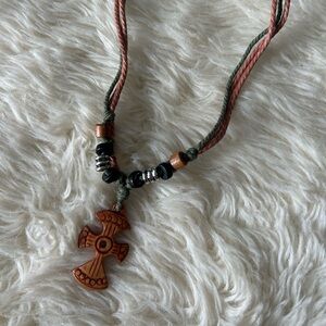 Wooden Cross Pendant Necklace